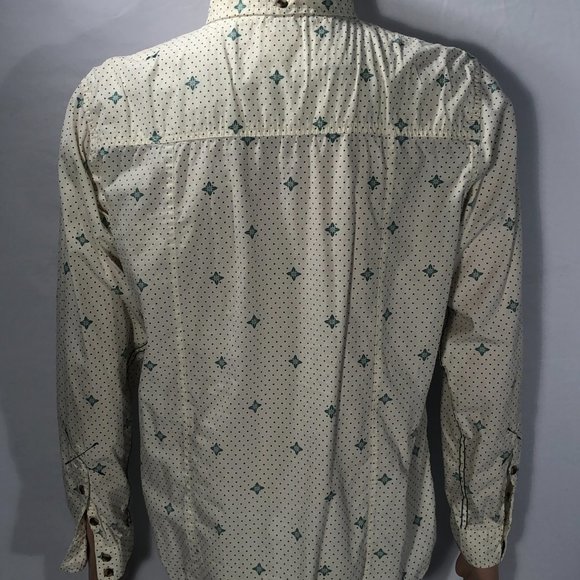 Nuco LA brand Los Angeles polka dot green mod pattern dress shirt Mens Medium M - Picture 5 of 7